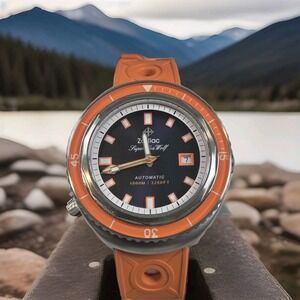 Zodiac Super Sea Wolf 1000m Automatic Diver Watch Orange ZO9503‎ RARE